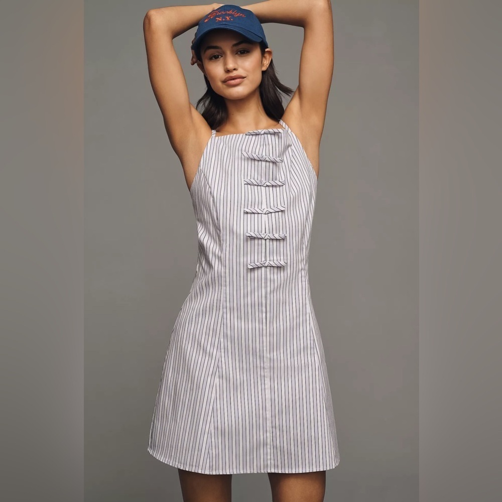 NWT! Anthropologie Exquise High-Neck Bow Mini Dress - Size XL 💌